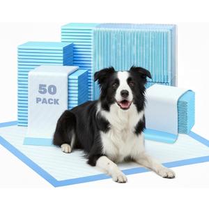 FluffyDream Super Absorbent Waterproof Dog and Puppy Pet Training Pad, Housebreaking Pet Pad,Blue (17.6"x23.6" (50PCS))
