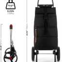 ROLSER Foldable Puffer Grocery Shopping Cart with Wheels | Collapsible Personal Folding Cart for Groceries | Durable & Portable | Black