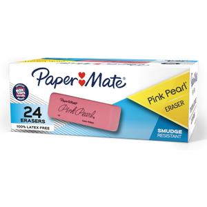 Paper Mate Pink Pearl Erasers, Medium, 24 Count - Back to School, Classroom, Teacher Supplies