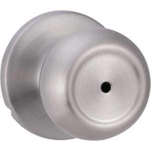 Amazon Basics Bedroom/Bathroom Door Knob With Lock, Coastal, 1-3/8 to 1-3/4, Satin Nickel