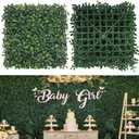 Grass Wall Panels, 10"x 10"(8pcs) 4-Layer Artificial Boxwood Faux Green Wall for Interior, Garden Party Wedding Backdrop, Indoor Outdoor Plant Wall Decor