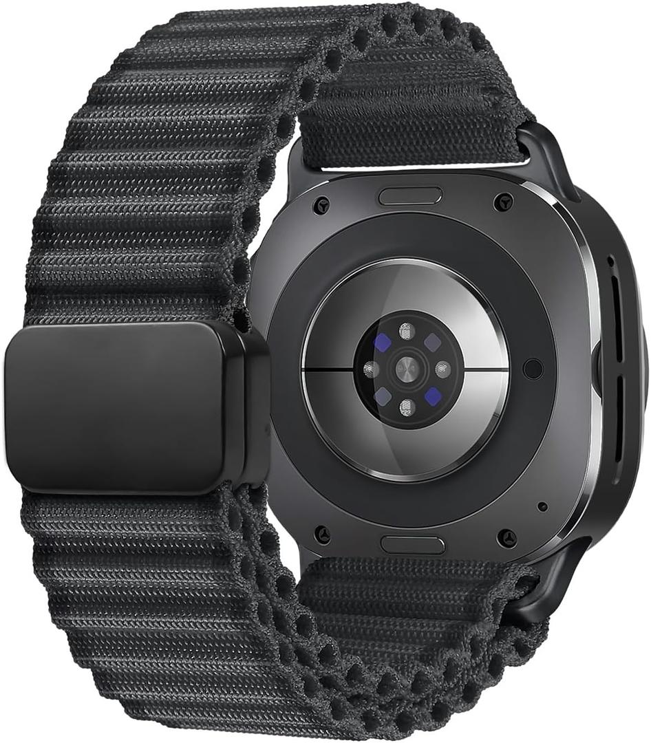 Magnetic Trail Band for Samsung Galaxy Watch Ultra Bands 47mm Men/Women,Lightweight Breathable Soft Fabric Nylon Sport Strap Compatible with Samsung Watch Ultra Band 47 mm Replacement Correa Reloj (Samsung Galaxy Watch Ultra 47mm Band, 01-Dark Grey)