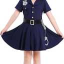EVGVAT Dress Up Police Officer Costume Kids Cop Uniform for Girls size 4-6 years old