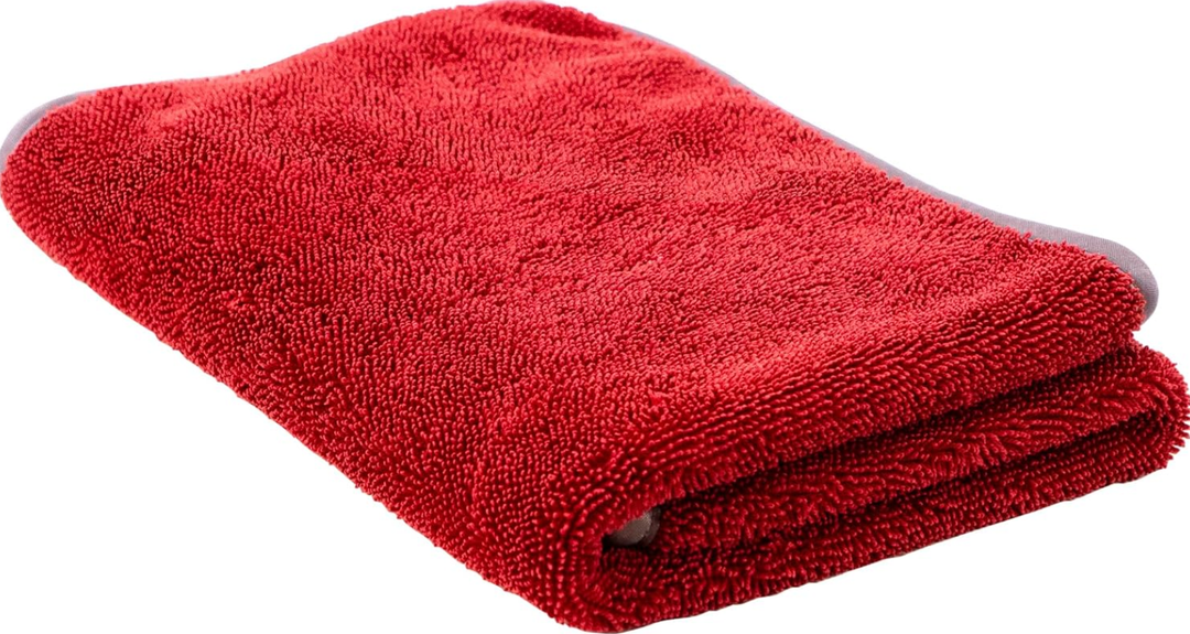 VIKING Microfiber Towel, Premium Car Drying Towel, Twisted Loop, Soft and Super Absorbent, Thick 1000gsm for Car Detailing Kit, Red, 24 Inch x 24 Inch, 1 Pack