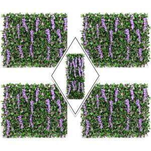 DOEWORKS Expandable Fence Privacy Screen for Balcony Patio Outdoor, 4PCS Faux Ivy Fencing Panel for Backdrop Garden Backyard Home Decorations