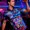 uideazone Mens Funny Hawaiian Shirts 3D Graphic Button Down Short Sleeve Tropical Holiday Beach Aloha Shirt (Purple, XXL)