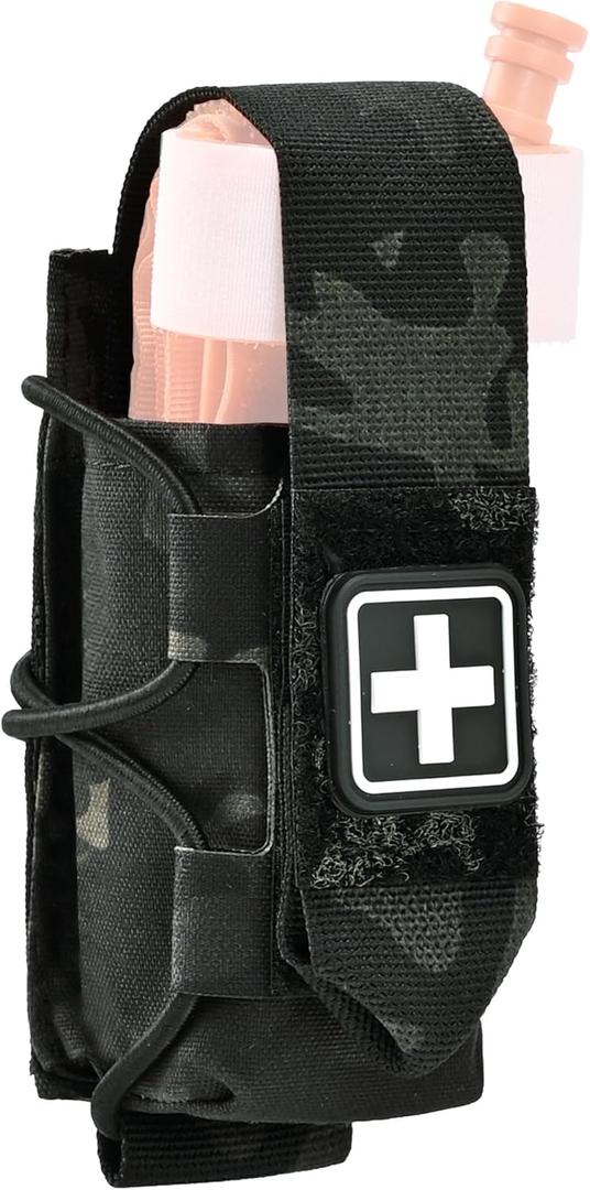 Tourniquet Pouch with Molle Clip,SABADO Tourniquet Holder Removeable Flap Cover,TQ Pouch for Duty Belt and Tactical Vest (MCBK)