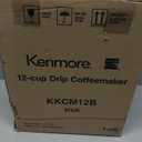 Kenmore Drip Coffee Maker - 12 Cup Programmable Cafe Machine With Glass Pot, Regular & Bold Brew, Auto Shut Off Large Water Reservoir, Reusable Filter, Kitchen Appliances For Cafeteria Barista, Black