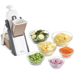Dash Safe Slice Mandoline - Compact, Foldable Food Slicer - Slice, Dice, Julienne & More - Perfect for Quick Food Prep - Recipe Guide Included - Cool Grey (30+ Presets, Gray)