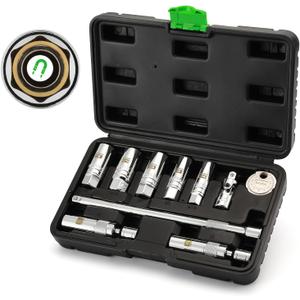 10PCS 3/8" Drive Magnetic Spark Plug Socket Set, Swivel Spark Plug Socket, 9/16", 5/8", 3/4", 13/16", 14, 16, 18mm, Universal Joint & Extension Bar, CR-V, Enhanced Magnetic Design