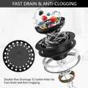 Black Sink Drain 3-1/2 Inch Matte Black Kitchen Sink Drain Strainer Assembly Kit with Strainer Basket and Drain Stopper for Standard Kitchen Sink Stainless Steel