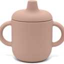 nouka Non-Spill Sippy Cup | 100% Food-Grade Silicone | Easy Grip Double Handles | Non-Slip & Soft | Dishwasher Friendly | Soft Blush | Size 6 Oz