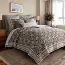 Levtex Home Adare Cocoa Reversible King/Cal King Quilt Set (106x92in) and 2 Pillow Shams (36x20in) - Floral Bedding - Brown Cream - Cotton King Size Quilt Bedding Set - Lightweight, Soft, Pre-Washed