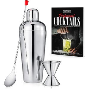 NutriChef 3 Piece Bartender Set, Professional Margarita Mixer & Cocktail Shaker Set Includes Cocktail Shaker, Jigger & Bar Spoon, Bartender Martini Mixology Barware, Perfect for Homes & Bars
