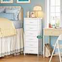 Huuger 43.3 Inch Tall Dresser for Bedroom, 6 Drawer Dresser & Chests of Drawers, Fabric Dresser for Closet, Bedroom, Night Stand, End Table with Metal Frame, Storage Tower with Fabric Bins, White