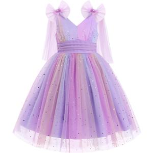 Girl Sleeveless V-Neck Mesh Dress Birthday Party Cake Crush Princess Dress