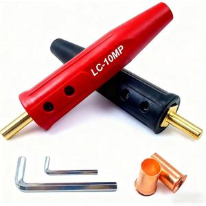 LC-10MP Tapered Machine Plug for Miller Welders, Red & Black (05080 & 05081), Fits Cable Sizes #4-1/0 (25-50mm), Welding Lead Connectors, Welding Cable Connectors