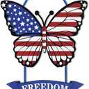 Set of 2 Pack, 4th of July Decoration Wood Door Wall Signs, Wooden Butterfly Wreaths Front Door Welcome Sign Patriotic Day Door Hanger Crafts for Independence Day Memorial Day Home Farmhouse Party Porch Wall Decor