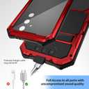 Lunivop Compatible with Samsung Galaxy S24 FE Case Metal Heavy Duty Phone Case Built-in Screen Protector Full Body Protective Dust Proof Military Grade Rugged 2024 Red