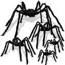 JOYIN 4 Packs Halloween Decorations Outdoor Giant Spiders, Large Black Hairy Spider Set with Different Size for Halloween Outside Decor, Lawn, Yard, Indoor Decor(35", 30", 24", 20", 12")