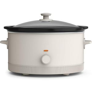 bella 6.0 Qt Manual Slow Cooker, Ceramic Nonstick Coating, 3 Temperature Settings, Dishwasher Safe Stoneware Pot and Tempered Glass Lid, Cool Touch Handles & Tangle Free Cord Wrap, Oatmilk