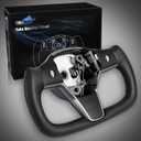 ZIMABLUE Yoke Steering Wheel for Tesla Model 3 2017-2023, Model Y 2019-2024 Real Carbon Fiber Steering Wheel with Heating Function Compatible with Tesla Model 3 Y
