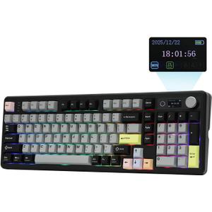 EPOMAKER TH99 PRO 96% Mechanical Keyboard with Screen & Knob, 10000mAh, 2.4Ghz/BT, Hot Swap, Custom Driver, RGB Backlight, PBT Keycap, Wireless Gaming Keyboard for PC/Mac (Black, Creamy Jade)