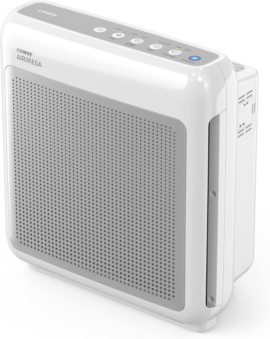 COWAY Air Purifiers for Home Up to 1,748 ft², HEPA Filter for Smoke, Allergies, Pet Dander, Odor, Air Quality Monitor, Auto & Eco Mode, Timer, Filter Indicator,1q Airmega 200M White