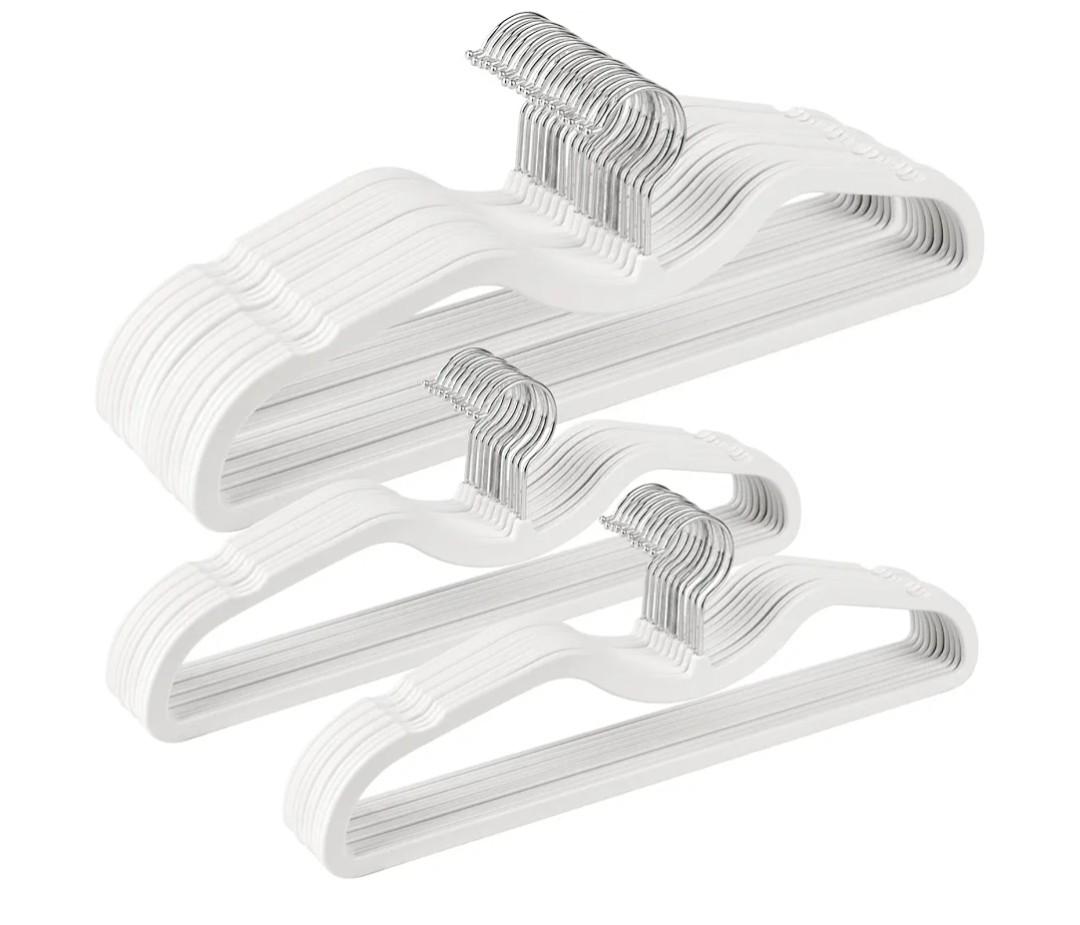 Plastic Hangers 40 Pack Ultra-Thin Space-Saving ABS 360° Swivel Hook Ideal for Closet Organization Fits Coats Shirts Dresses & More (60,white