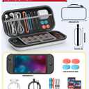 Switch 2 Accessories Bundle for Nintendo Switch 2 2025, Portable Hard Shell Carrying Case with 2 HD Screen Protectors (7.9 Inch), Crystals Protective Skin, Dust Plugs Kit, 4 Thumb Grips (White Switch 2)