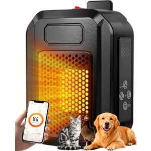 PETNF Dog House Heater with Thermostat & WiFi App Control, 68–104°F Adjustable Temp, 24H Timer, 500W Fast Heating, Safe AntiChew Cord, Outdoor Pet Heater for Dogs, Cats & Chicken Coops