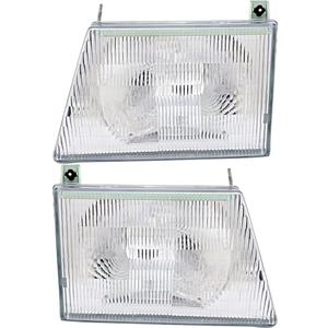 Compatible with Ford E150 E250 E350 1997 1998 1999 2000 2001 2002 2003 2004 2005 2006 2007 Headlights Lamps Set Halogen Driver and Passenger Side