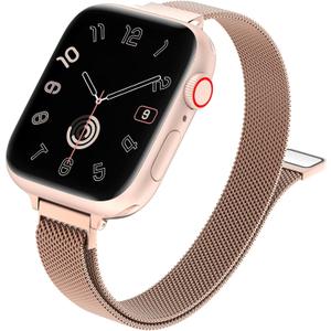 MARGE PLUS Slim Milanese Loop Compatible with Apple Watch Band for women 40mm 41mm 38mm 42mm 44mm 45mm 46mm, Stainless Steel Strap work on iWatch Series10 9 8 7 6 5 4 3 2 1 SE (champagne gold)