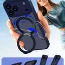 for iPhone 17 Pro Case Ultra-Magnetic 360 Spin Stand [Military Drop Protection] [Compatible with MagSafe] Shockproof Translucent Matte Slim Ring for iPhone 17 Pro Phone Case 6.3", Blue