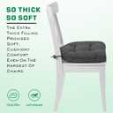 SQUARE MOON Chair Cushions for Dining Chairs, 3 Inch Thick Comfortable Kitchen Chair Pads, Dining Room Seat Cushions with Ties, Machine Washable, 17" x 16" x 3", 4/Pack, Dark Grey
