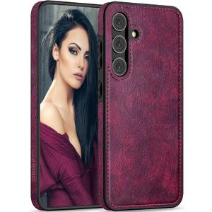 LOHASIC for Galaxy S24 Plus 5G Case, Classic Leather Elegant PU Flexible Bumper Rugged Non-Slip Grip Shockproof Full Body Protective Cover Women Cases for Samsung Galaxy S24+ Plus 6.7 inch - Magenta