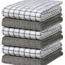 Bumble Kitchen Towels | 100% Cotton Dish Towels with Hanging Loop | 16"x 28" | 380GSM | Absorbent Kitchen Towel Set | 4 Pack, Gray