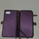 Defencase for iPhone 16E Case Wallet with RFID Blocking Card Holder Slots for Women Men, Elegant PU Leather Magnetic Snap Flip Wristlet Strap Zipper Wallet Phone Cases for iPhone 16e 2025, Purple