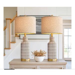 Modern 3-Way Dimmable Touch Control with USB A+C Ceramic Lamps Set of 2 Table Lamp for Living Room Bedroom Farmhouse Nightstand Bedside Brown