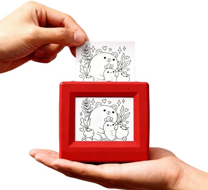 Smart AI Voice Sticker Printer Box, Magic Thermal Sticker Maker with Display, Inkless Portable Sticker Box for Home, Office, Study & DIY Projects, 5 Rolls Paper Included