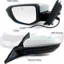 Left Driver Side Door Mirror For 2016-2021 HONDA CIVIC LX SE Sport with Power Mirror Manual Folding Non-Heat Match to Taffeta White Replace 76258-TBA-A02ZA HO1320283(3 Pins)