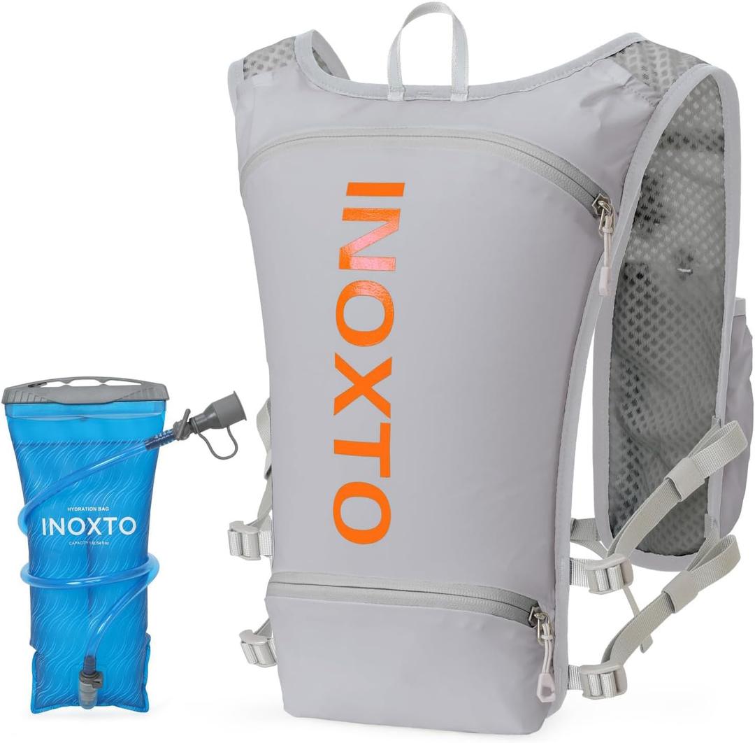 INOXTO Running Hydration Vest Backpack,Lightweight Insulated Pack with 1.5L Water Bladder Bag Daypack for Hiking Trail Running Cycling Race Marathon for Women Men INOXTO Running Hydration Vest Backpack,Lightweight Insulated Pack with 1.5L Water Bladder Bag Daypack for Hiking Trail Running Cycling Race Marathon for Women Men