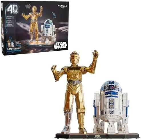 4D Build, Star Wars C-3PO & R2-D2 3D Model Kit with Stand, Star Wars Collectibles & Desk Décor, Adult Puzzles, Building Toys, 416 Pieces, 3D Puzzles, Gift Ideas for Ages 12 & Up