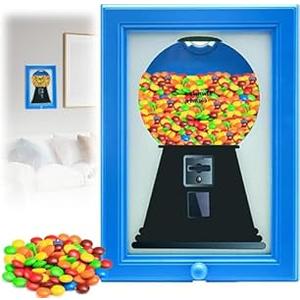 Candy Dispenser Picture Hanging Candy Frame, Gumball Machine In A Frame, Handy Fast Distribution Candies, Nuts, Dog & Cat Treats, Suitable For Birthday & Holiday Gifts (Pink)