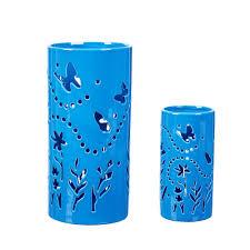 2PK Ceramic Cylinder Butterfly Blue