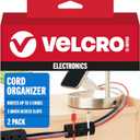 VELCRO Brand Cord Organizer for Desk Cable Management, Nightstand Organization, Unique Dual Function Cable Sleeve Cord Keepers Combo, Holds Wires for Easy Access, Route to Hide, Small 2pk Black