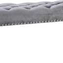 Roundhill Furniture Decor Maxem Tufted Fabric Upholstered Seat with Nailhead Trim Bench, Gray, 48 inches x 18 inches x 18 inches