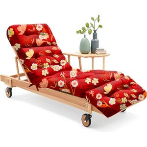 Outdoor Chaise Lounge Chair Cushion 75.1 x 22.8 x 4.7 Inches 100% Waterproof Replacement Cotton Patio Pool Lounge Chair Cushion for Outdoor Furniture with Ties, Red Peony