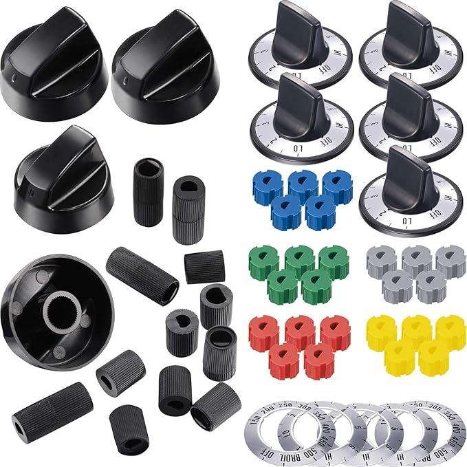 Jetec Stove Knobs Replacements Oven Universal Control Knobs KN002 Electrical Kit Range Burner Replace Compatible with AP5641247 MAXP6 RK103