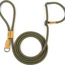 Wolfone Slip Lead Dog Leash - Heavy Duty Rope Leash with Adjustable Loop and Hands-Free Handle for Training, Walking Active Dogs Green 3m*12mm